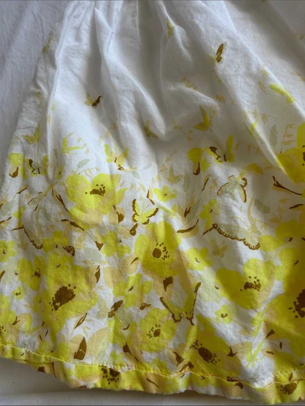 GAP Girls White Dress with Yellow Floral Ombre 3-6 months